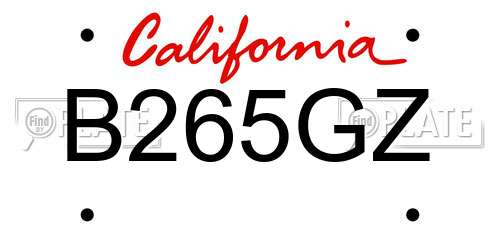 B265GZ California License Plate