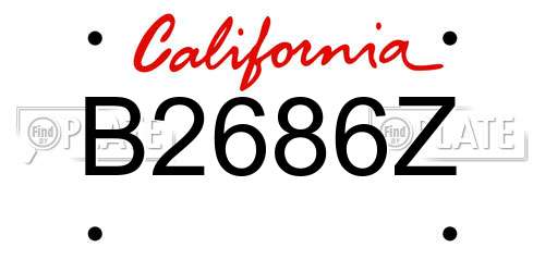 B2686Z California License Plate