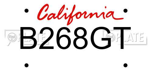 B268GT California License Plate