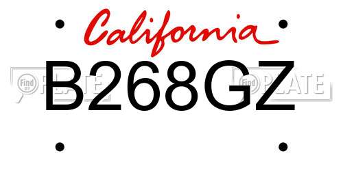 B268GZ California License Plate
