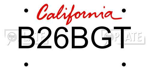 B26BGT California License Plate