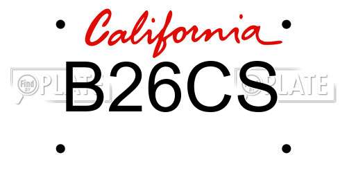B26CS California License Plate