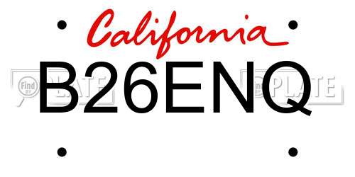 B26ENQ California License Plate