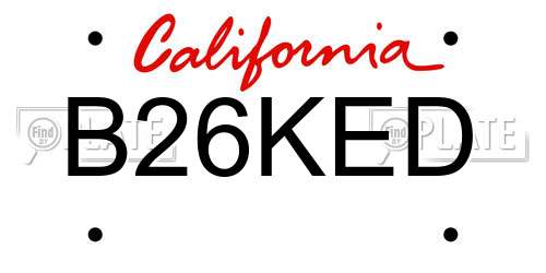 B26KED California License Plate