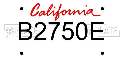 B2750E California License Plate