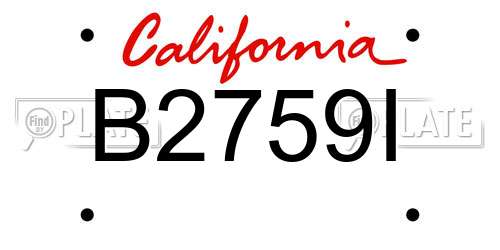 B2759I California License Plate