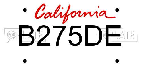 B275DE California License Plate