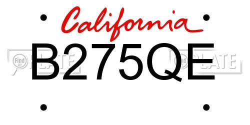 B275QE California License Plate