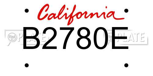 B2780E California License Plate