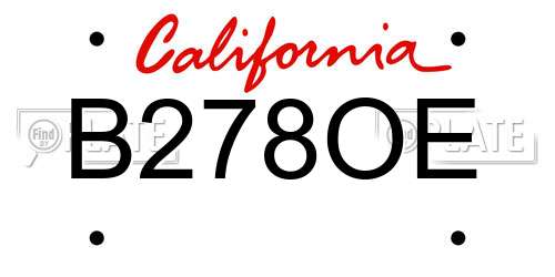 B278OE California License Plate