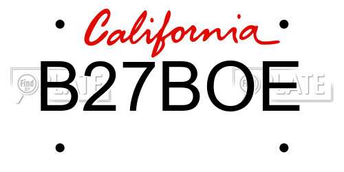 B27BOE California License Plate
