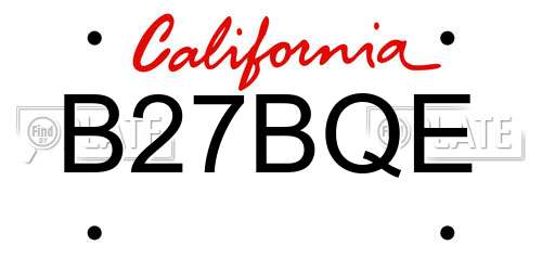 B27BQE California License Plate