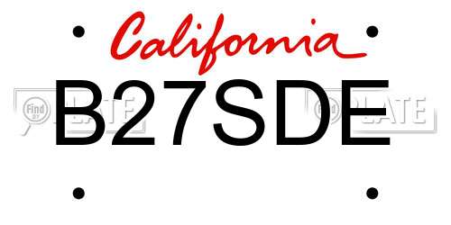 B27SDE California License Plate