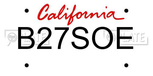 B27SOE California License Plate