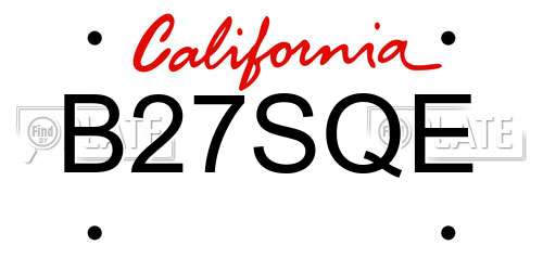 B27SQE California License Plate