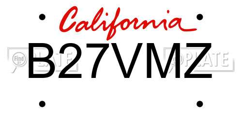 B27VMZ California License Plate