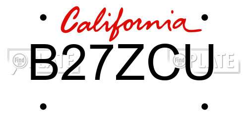 B27ZCU California License Plate