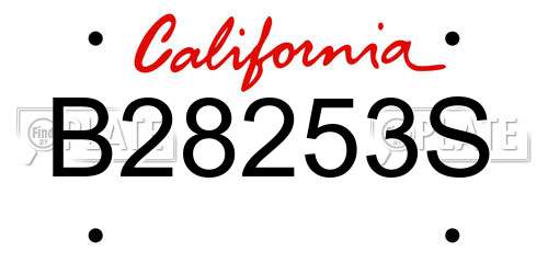 B28253S California License Plate