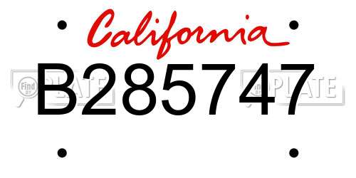 B285747 California License Plate