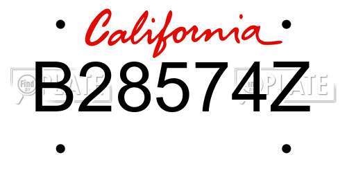 B28574Z California License Plate