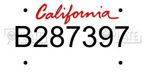 B287397 California License Plate