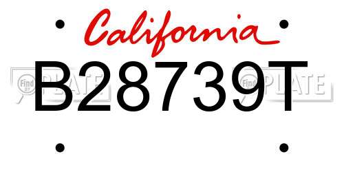 B28739T California License Plate