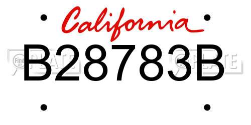 B28783B California License Plate