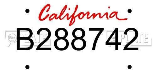 B288742 California License Plate