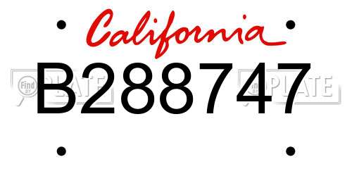 B288747 California License Plate
