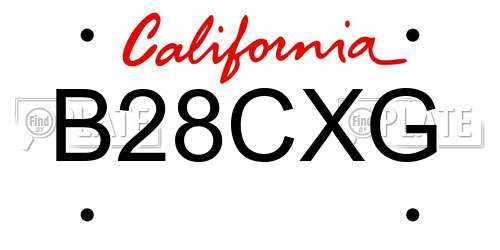 B28CXG California License Plate