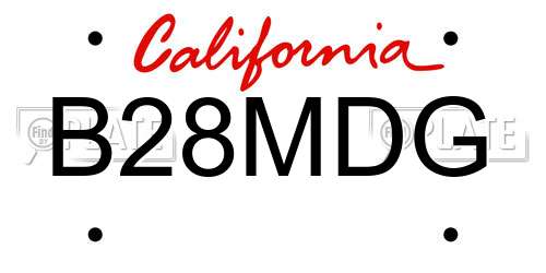 B28MDG California License Plate