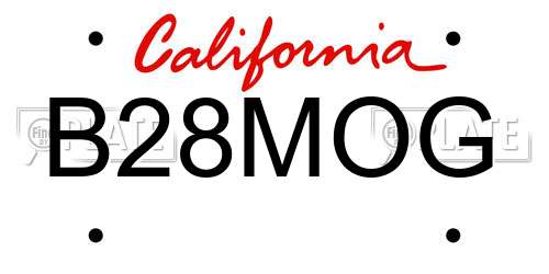 B28MOG California License Plate
