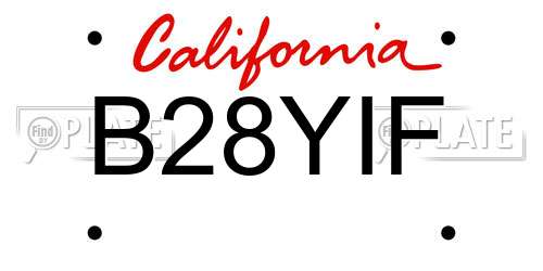 B28YIF California License Plate