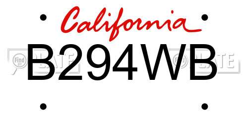 B294WB California License Plate