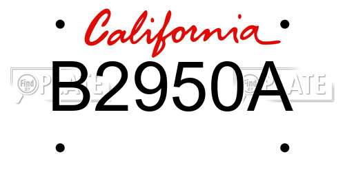 B2950A California License Plate