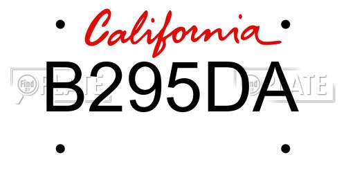 B295DA California License Plate