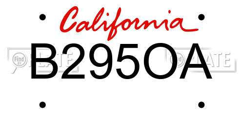 B295OA California License Plate