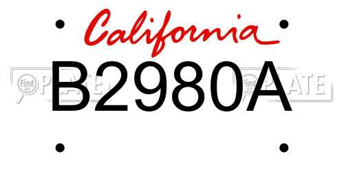 B2980A California License Plate