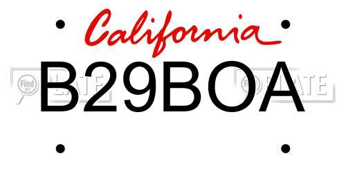 B29BOA California License Plate