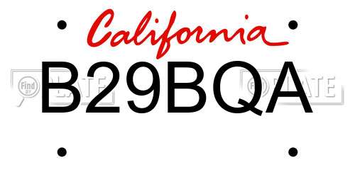 B29BQA California License Plate