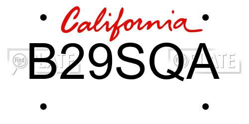 B29SQA California License Plate