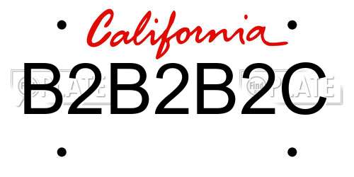 B2B2B2C California License Plate