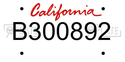 B300892 California License Plate