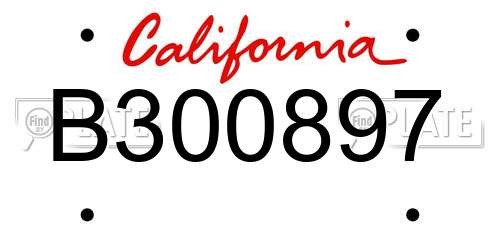 B300897 California License Plate
