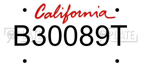 B30089T California License Plate