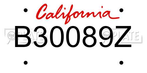B30089Z California License Plate