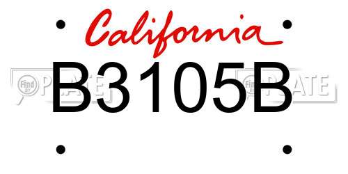 B3105B California License Plate