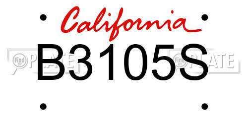 B3105S California License Plate