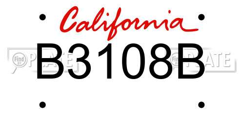 B3108B California License Plate