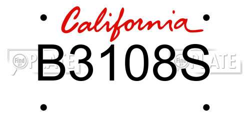B3108S California License Plate